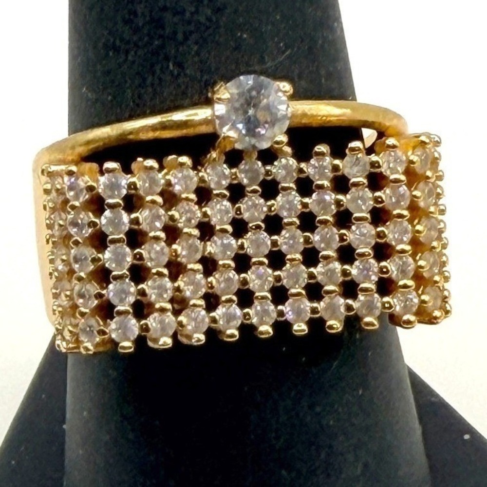 Gold Tone Illusion Double Band Ring Size 8.5‎ Statement Ring